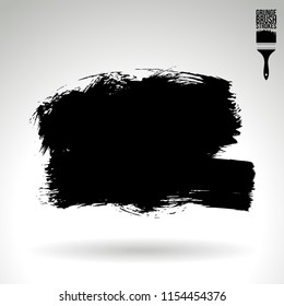 Black brush stroke and texture. Grunge vector abstract hand - painted element. Underline and border design.