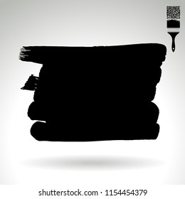 Black brush stroke and texture. Grunge vector abstract hand - painted element. Underline and border design.