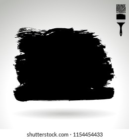 Black brush stroke and texture. Grunge vector abstract hand - painted element. Underline and border design.