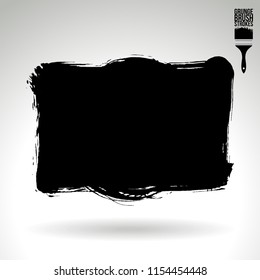 Black brush stroke and texture. Grunge vector abstract hand - painted element. Underline and border design.