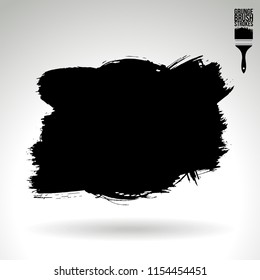 Black brush stroke and texture. Grunge vector abstract hand - painted element. Underline and border design.