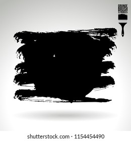 Black brush stroke and texture. Grunge vector abstract hand - painted element. Underline and border design.