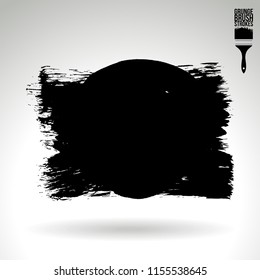 Black brush stroke and texture. Grunge vector abstract hand - painted element. Underline and border design.