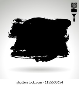 Black brush stroke and texture. Grunge vector abstract hand - painted element. Underline and border design.