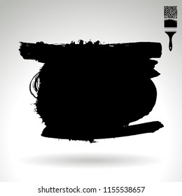 Black brush stroke and texture. Grunge vector abstract hand - painted element. Underline and border design.