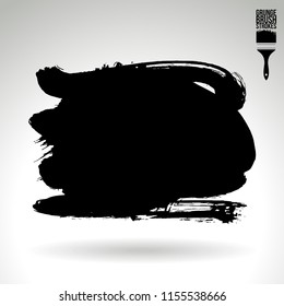 Black brush stroke and texture. Grunge vector abstract hand - painted element. Underline and border design.
