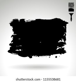 Black brush stroke and texture. Grunge vector abstract hand - painted element. Underline and border design.