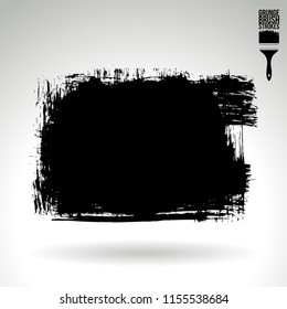 Black brush stroke and texture. Grunge vector abstract hand - painted element. Underline and border design.