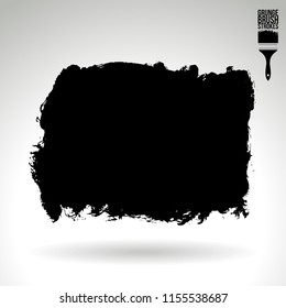 Black brush stroke and texture. Grunge vector abstract hand - painted element. Underline and border design.