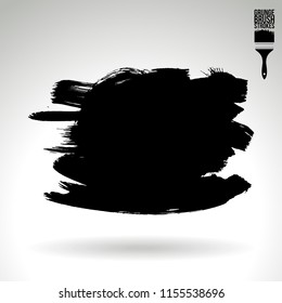 Black brush stroke and texture. Grunge vector abstract hand - painted element. Underline and border design.