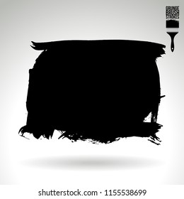 Black brush stroke and texture. Grunge vector abstract hand - painted element. Underline and border design.