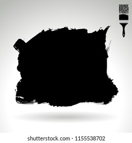Black brush stroke and texture. Grunge vector abstract hand - painted element. Underline and border design.