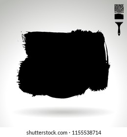 Black brush stroke and texture. Grunge vector abstract hand - painted element. Underline and border design.