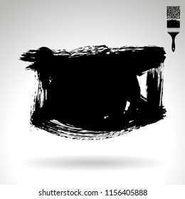 Black brush stroke and texture. Grunge vector abstract hand - painted element. Underline and border design.