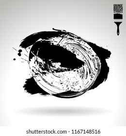 Black brush stroke and texture. Grunge vector abstract hand - painted element. Underline and border design.