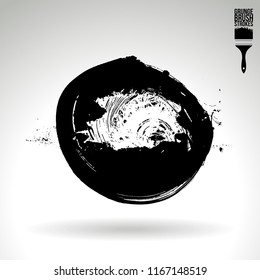Black brush stroke and texture. Grunge vector abstract hand - painted element. Underline and border design.