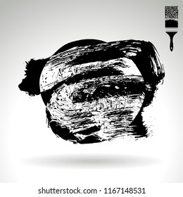 Black brush stroke and texture. Grunge vector abstract hand - painted element. Underline and border design.