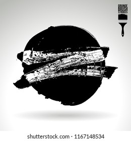 Black brush stroke and texture. Grunge vector abstract hand - painted element. Underline and border design.
