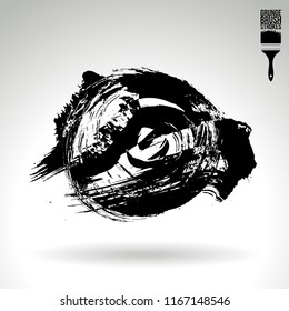 Black brush stroke and texture. Grunge vector abstract hand - painted element. Underline and border design.