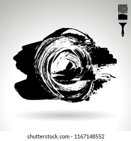 Black brush stroke and texture. Grunge vector abstract hand - painted element. Underline and border design.