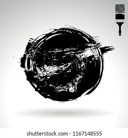 Black brush stroke and texture. Grunge vector abstract hand - painted element. Underline and border design.