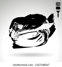 Black brush stroke and texture. Grunge vector abstract hand - painted element. Underline and border design.