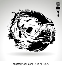 Black brush stroke and texture. Grunge vector abstract hand - painted element. Underline and border design.