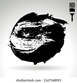 Black brush stroke and texture. Grunge vector abstract hand - painted element. Underline and border design.