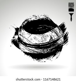 Black brush stroke and texture. Grunge vector abstract hand - painted element. Underline and border design.