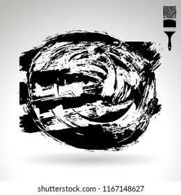 Black brush stroke and texture. Grunge vector abstract hand - painted element. Underline and border design.