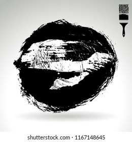 Black brush stroke and texture. Grunge vector abstract hand - painted element. Underline and border design.