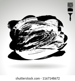 Black brush stroke and texture. Grunge vector abstract hand - painted element. Underline and border design.
