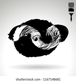 Black brush stroke and texture. Grunge vector abstract hand - painted element. Underline and border design.
