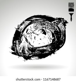 Black brush stroke and texture. Grunge vector abstract hand - painted element. Underline and border design.