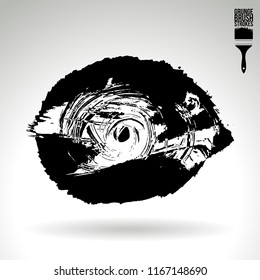 Black brush stroke and texture. Grunge vector abstract hand - painted element. Underline and border design.