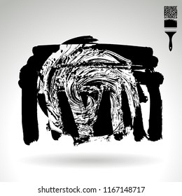 Black brush stroke and texture. Grunge vector abstract hand - painted element. Underline and border design.