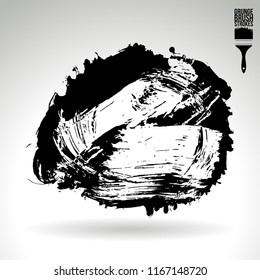 Black brush stroke and texture. Grunge vector abstract hand - painted element. Underline and border design.