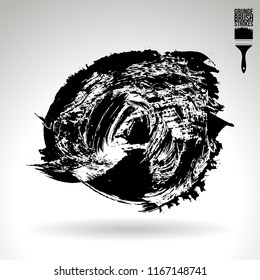 Black brush stroke and texture. Grunge vector abstract hand - painted element. Underline and border design.