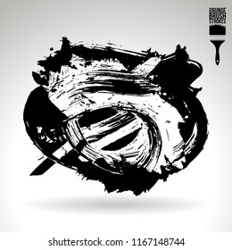 Black brush stroke and texture. Grunge vector abstract hand - painted element. Underline and border design.