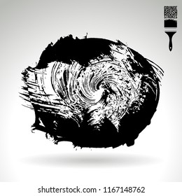 Black brush stroke and texture. Grunge vector abstract hand - painted element. Underline and border design.