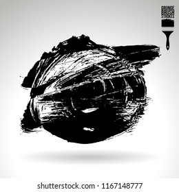Black brush stroke and texture. Grunge vector abstract hand - painted element. Underline and border design.