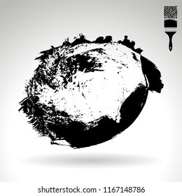 Black brush stroke and texture. Grunge vector abstract hand - painted element. Underline and border design.