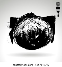 Black brush stroke and texture. Grunge vector abstract hand - painted element. Underline and border design.