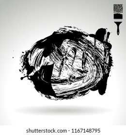Black brush stroke and texture. Grunge vector abstract hand - painted element. Underline and border design.