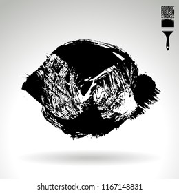 Black brush stroke and texture. Grunge vector abstract hand - painted element. Underline and border design.