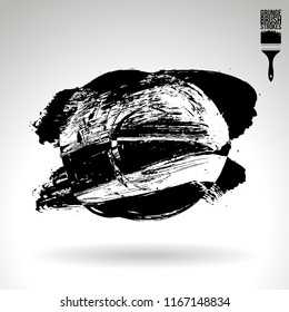 Black brush stroke and texture. Grunge vector abstract hand - painted element. Underline and border design.