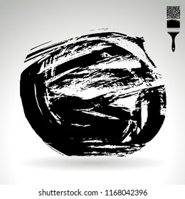 Black brush stroke and texture. Grunge vector abstract hand - painted element. Underline and border design.