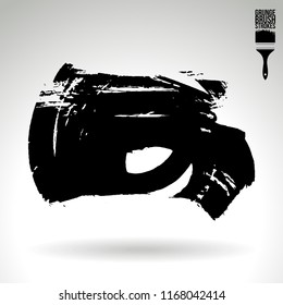 Black brush stroke and texture. Grunge vector abstract hand - painted element. Underline and border design.