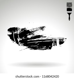 Black brush stroke and texture. Grunge vector abstract hand - painted element. Underline and border design.