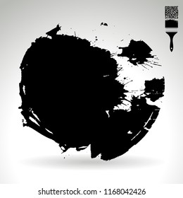 Black brush stroke and texture. Grunge vector abstract hand - painted element. Underline and border design.